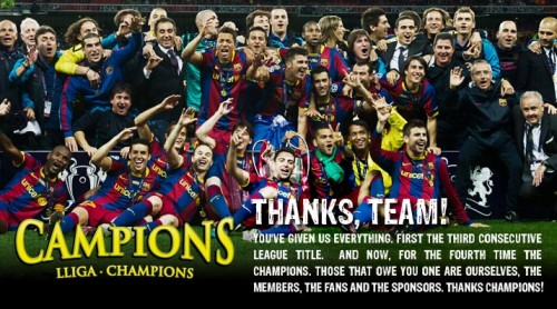 FC Barcelona Team in Champions League Final May 29th 2011