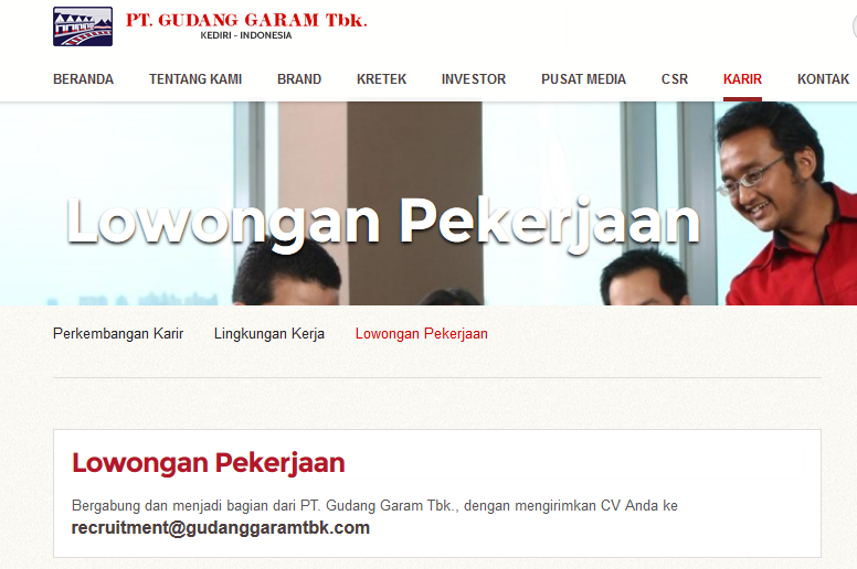 Halaman Recruitment PT Gudang Garam